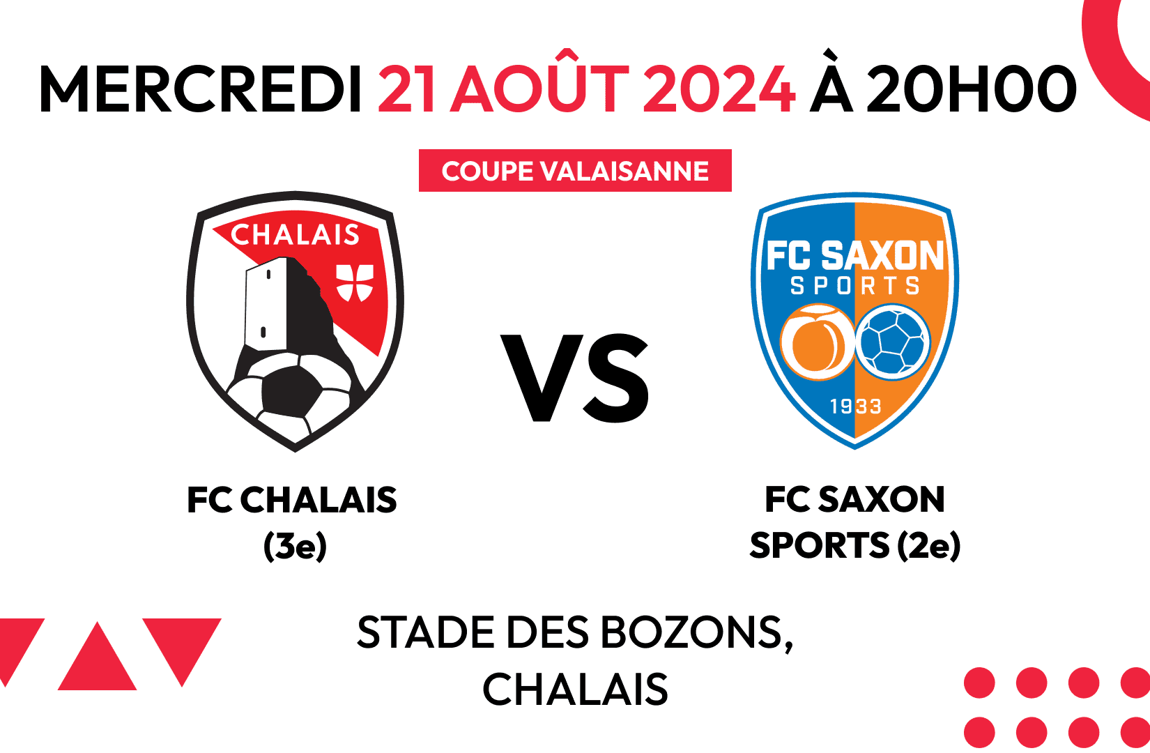 FC Chalais vs FC Saxon Sports - 1/32 de finale