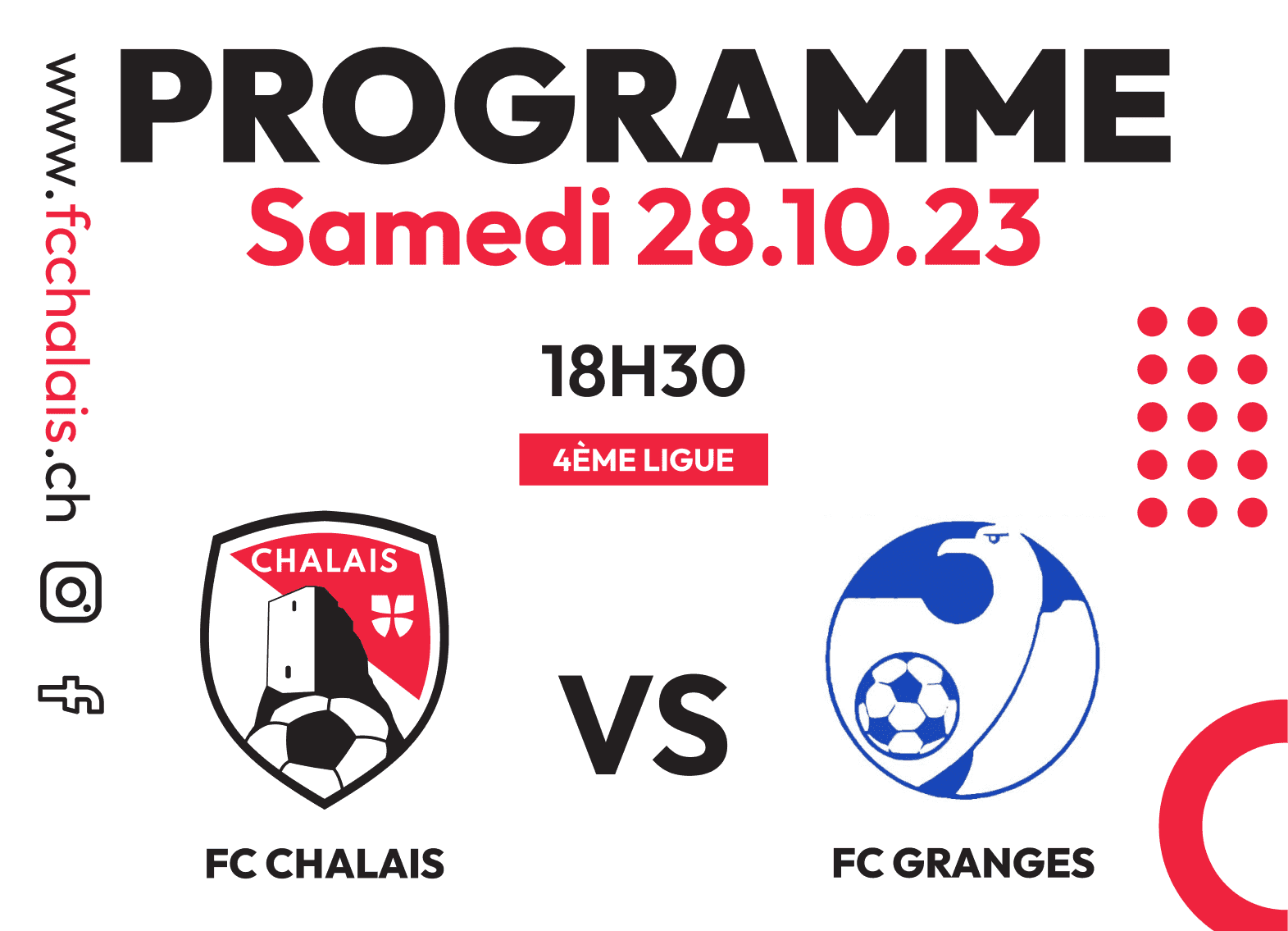 Programme Football du Samedi 28 octobre 2023